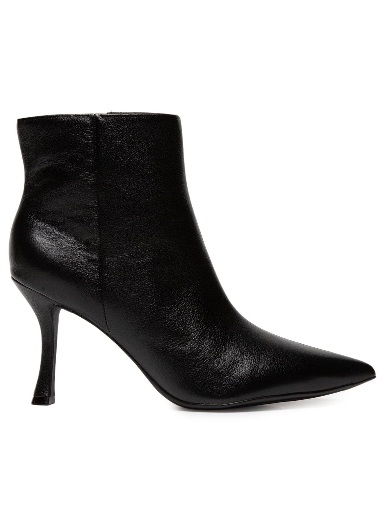 Bota Feminina Cano Baixo Em Couro - Preto