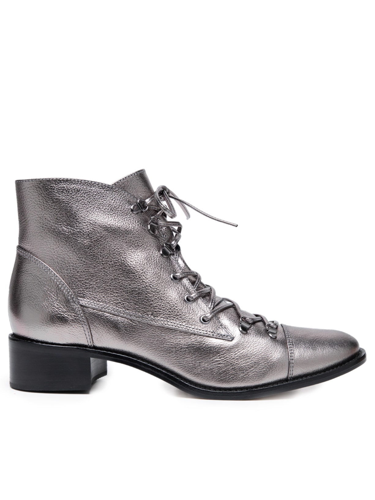 Bota Feminina Cano Curto Amarração - Prata