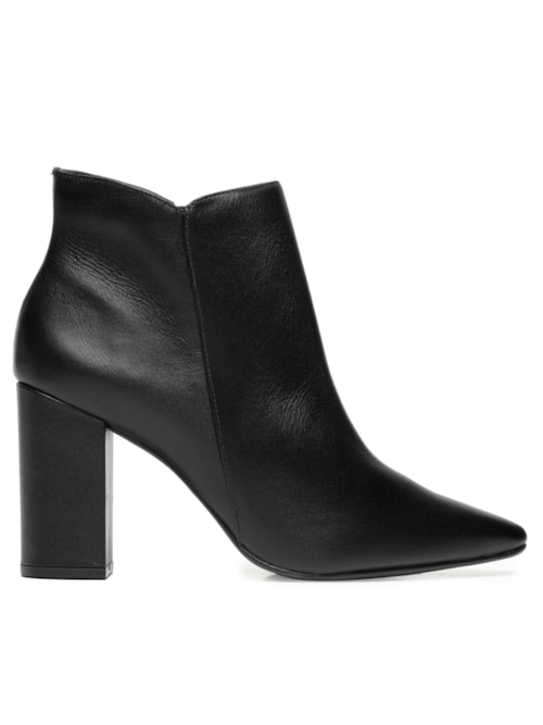 Bota Feminina Cano Curto Couro - Preto