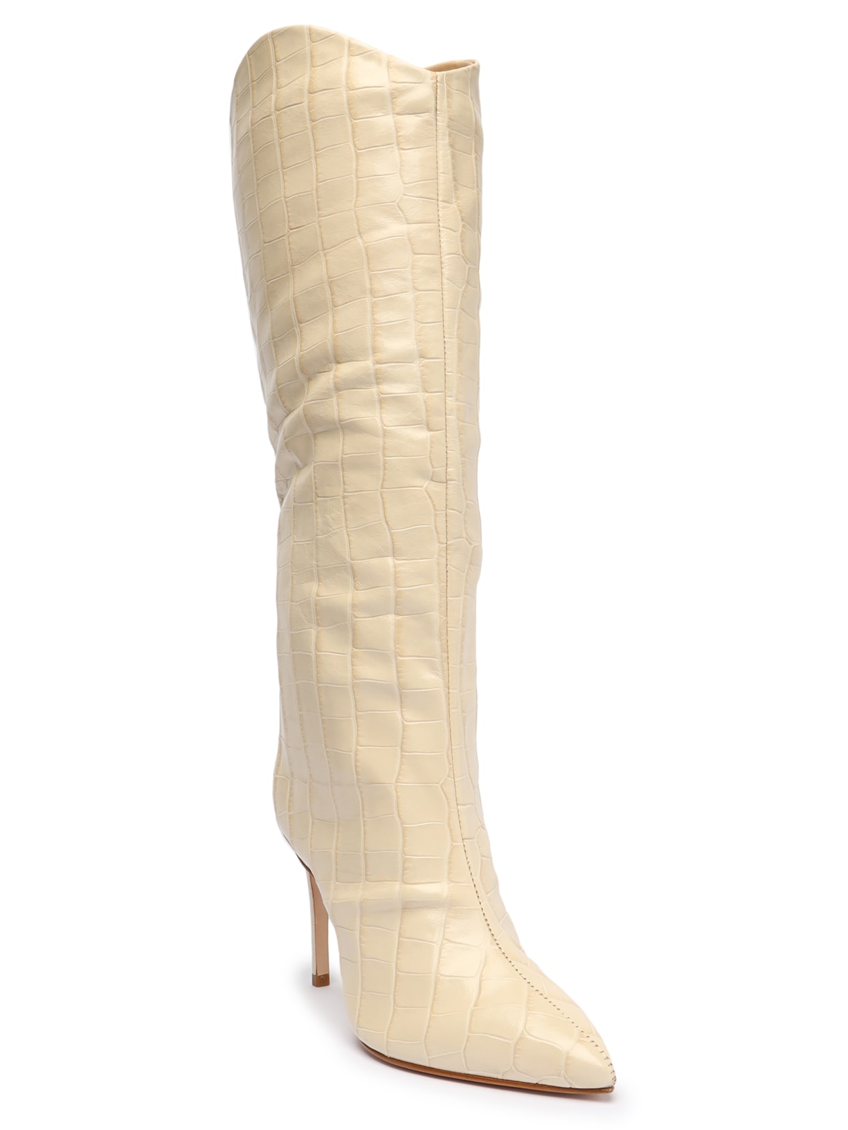 Bota Feminina Cano Longo Salto Maryana Couro  Bege Schutz