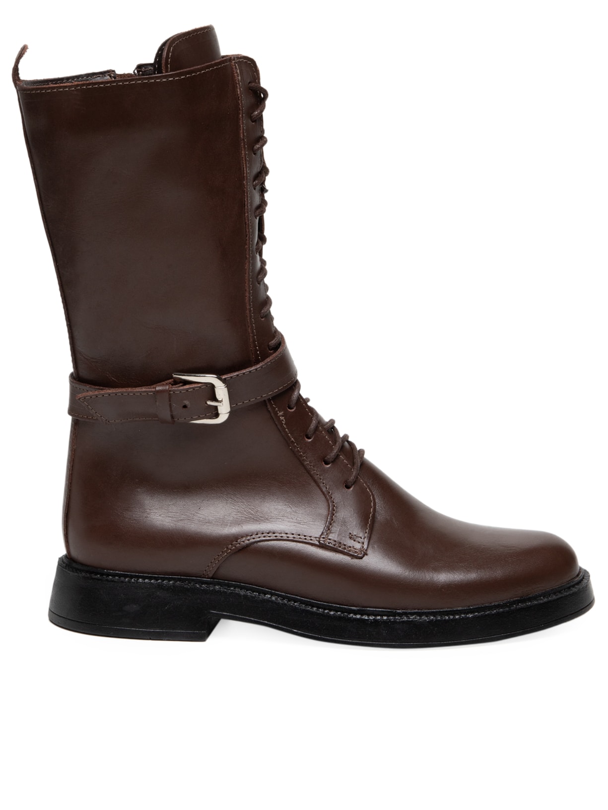 Bota Feminina Cano Médio Couro Flag - Marrom