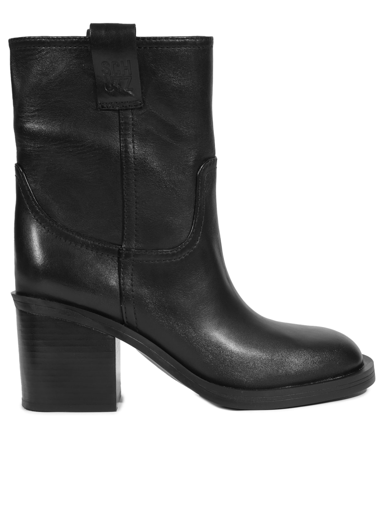 Bota Feminina Cano Médio Couro - Preto