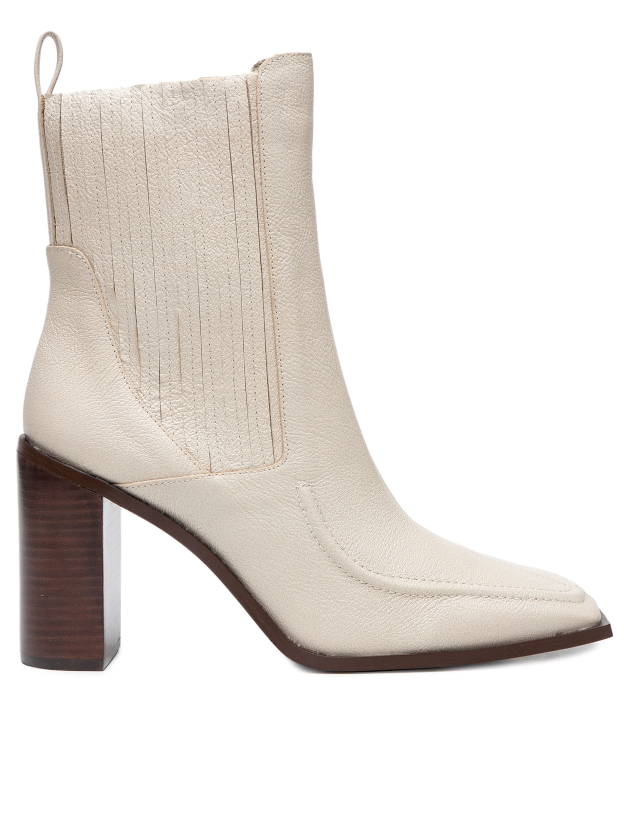 Bota Feminina Cano Médio Em Couro - Bege