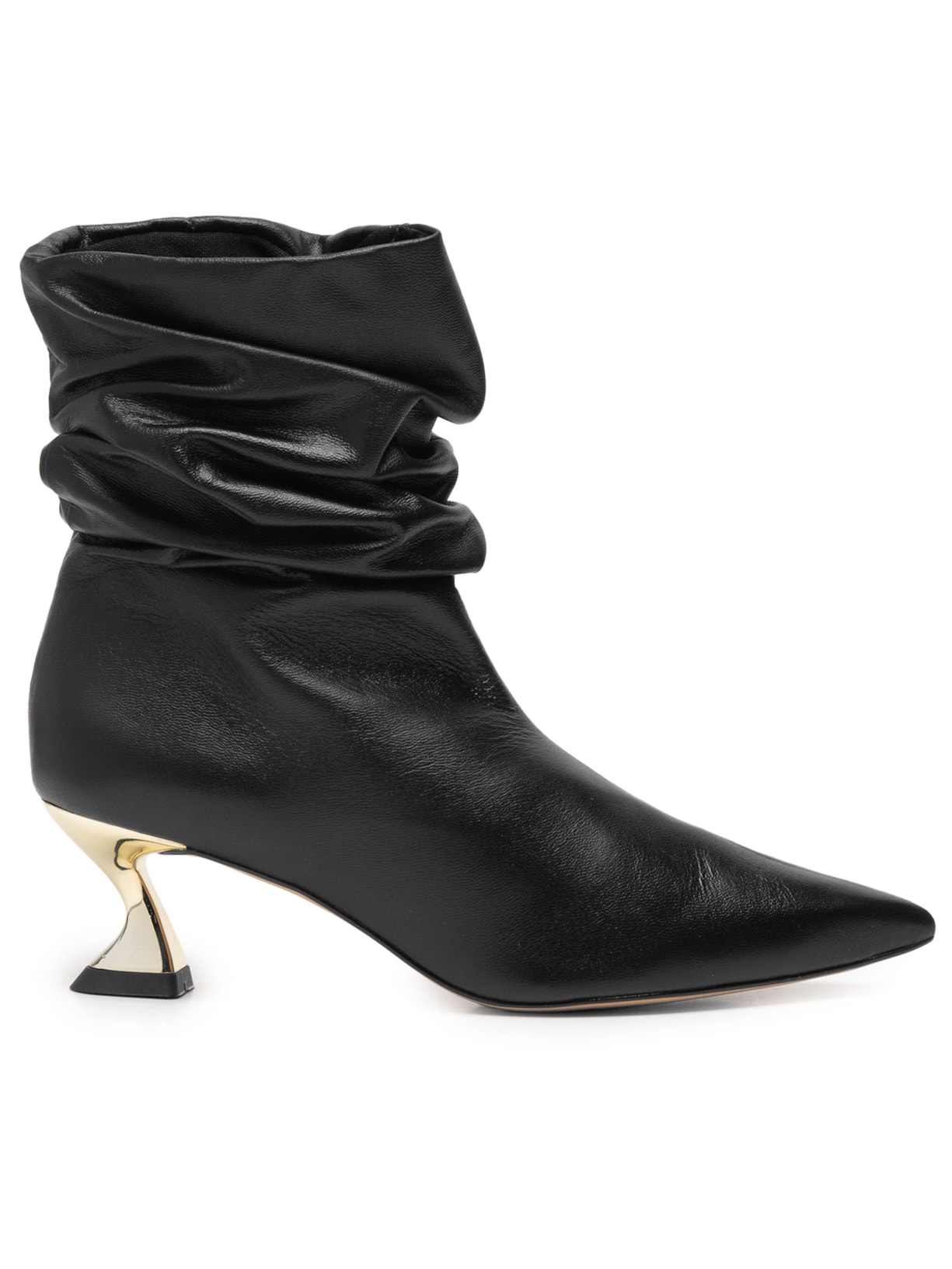 Bota Feminina Cano Médio Em Couro - Preto