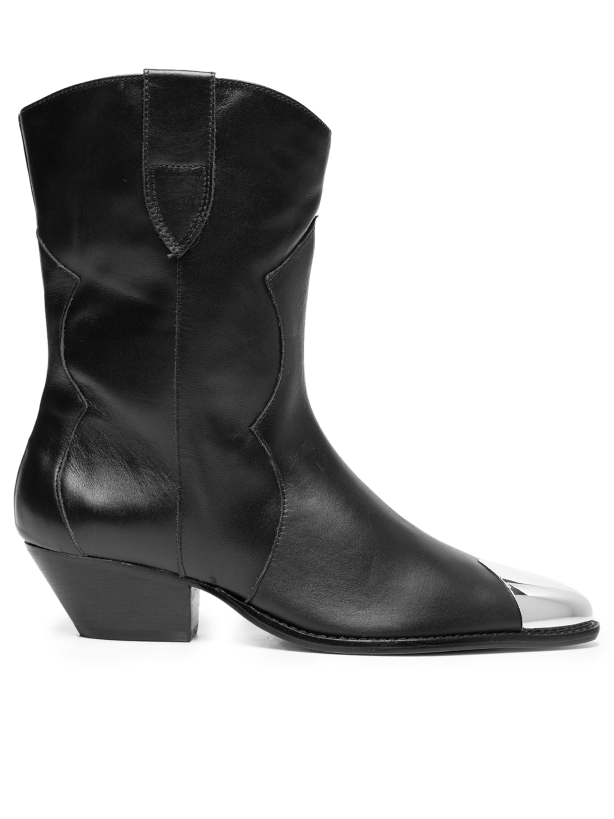 Bota Feminina Cano Médio Ponteira Metálica - Preto