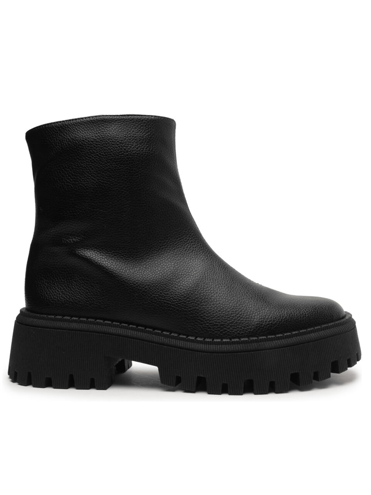 Bota Feminina Cano Médio Tratorada Zíper - Preto