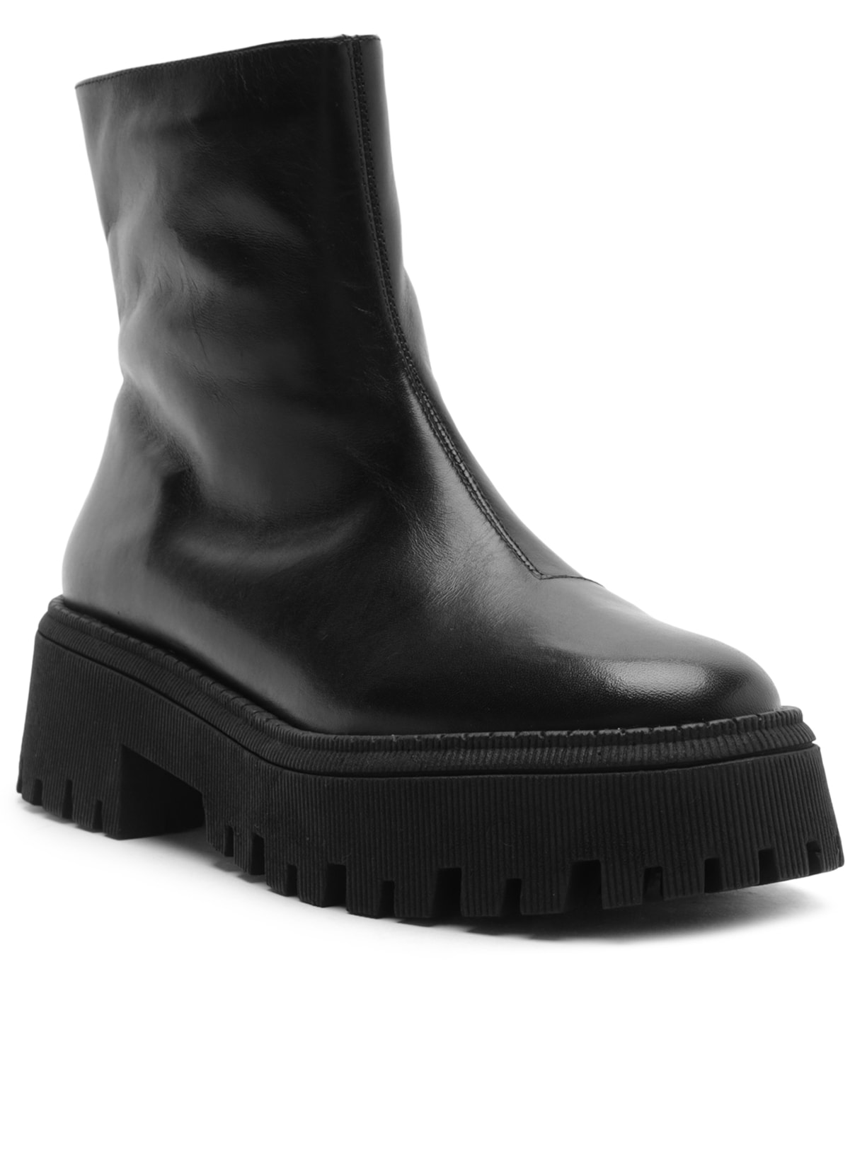 Bota Feminina Cano Médio Tratorada Zíper Preto Arezzo