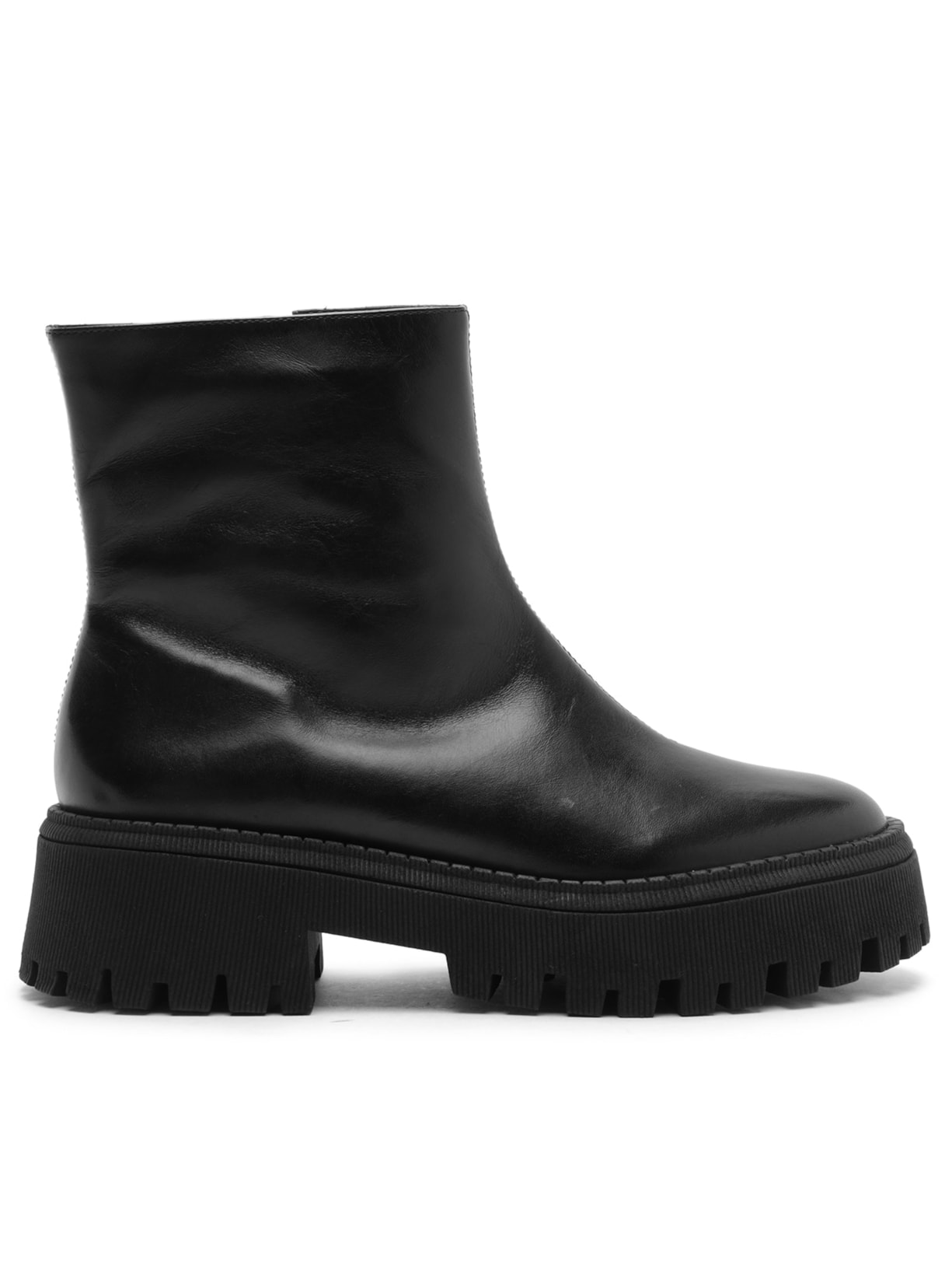 Bota Feminina Cano Médio Tratorada Zíper - Preto