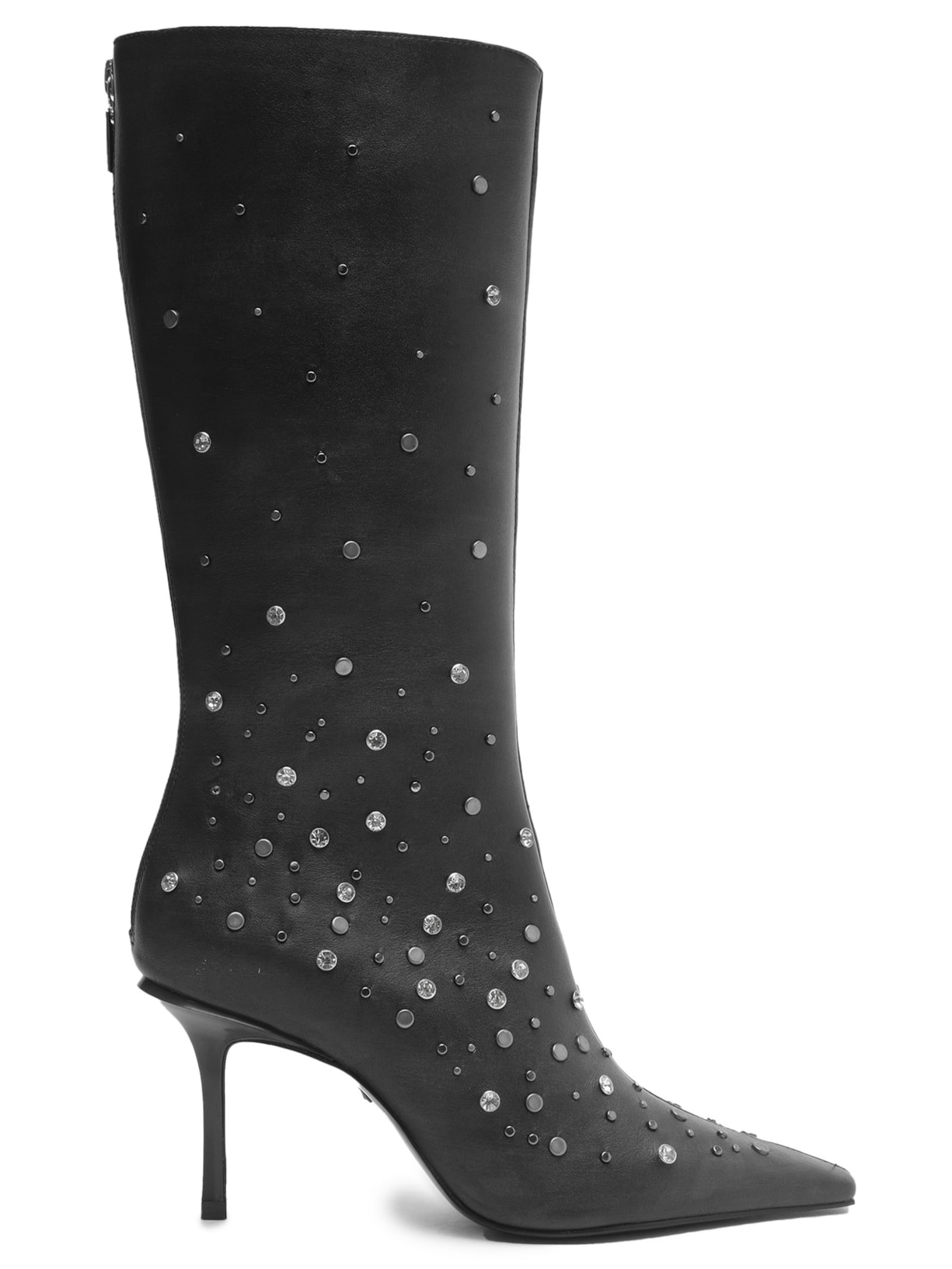 Bota Feminina Charlize Glam Cano Longo Couro - Cinza