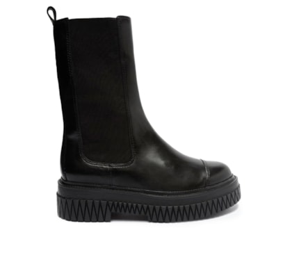 Bota Feminina Chelsea Cano Médio Bold Couro - Preto