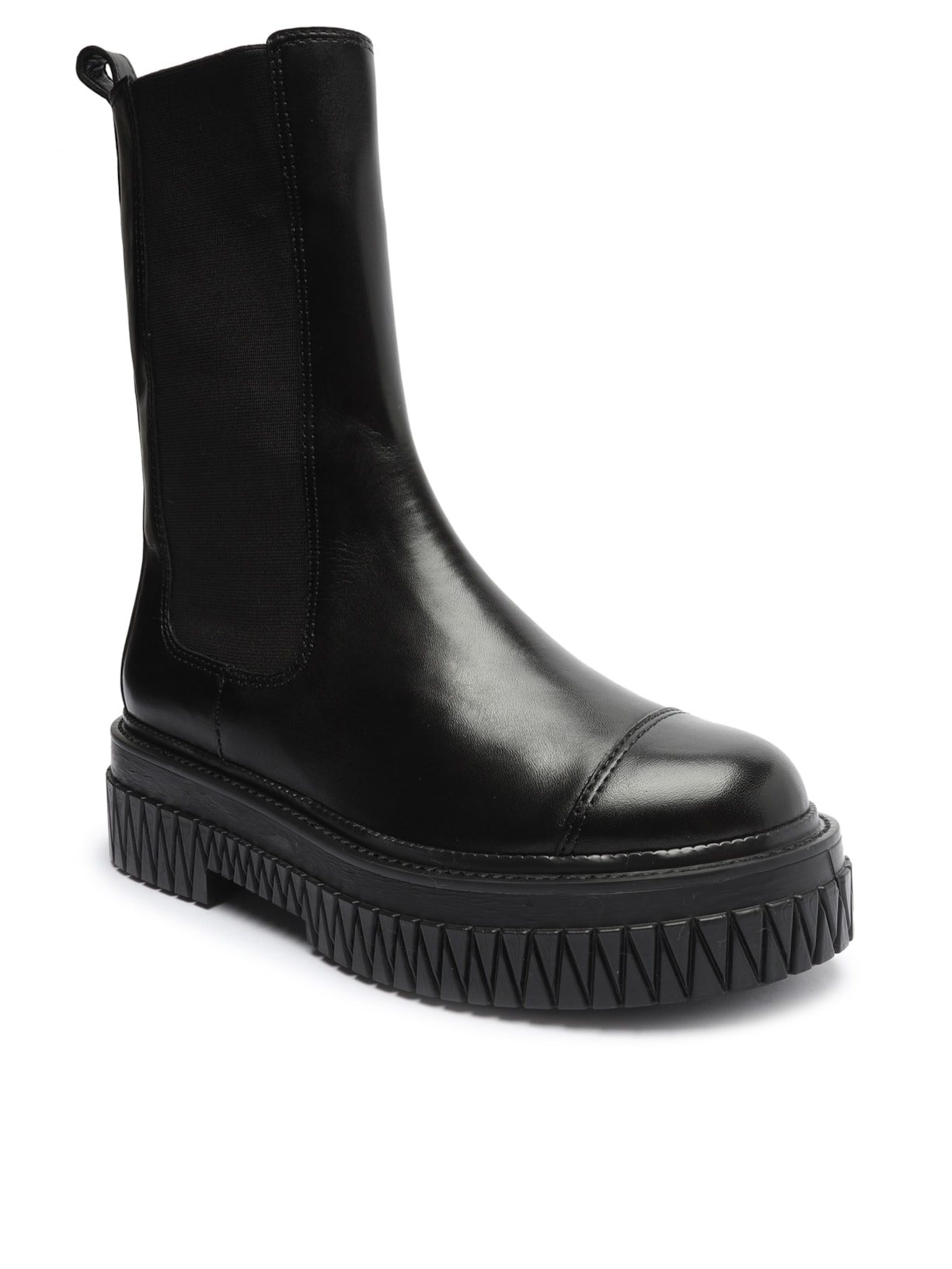 Bota Feminina Chelsea Cano Médio Bold Couro Preto Schutz