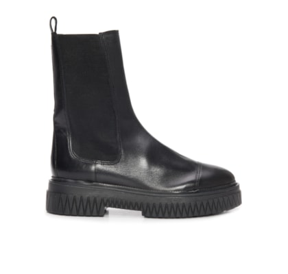 Bota Feminina Chelsea Cano Médio Bold Couro - Preto