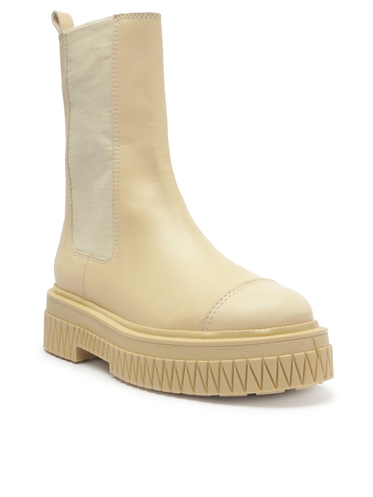 Bota Feminina Chelsea Cano Médio Couro Branco Schutz