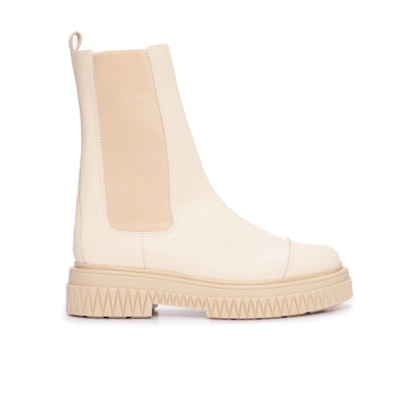 Bota Feminina Chelsea Cano Médio Couro - Branco