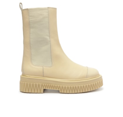 Bota Feminina Chelsea Cano Médio Couro - Branco