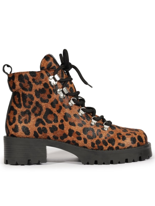Bota Feminina Coturno Cano Baixo - Animal Print
