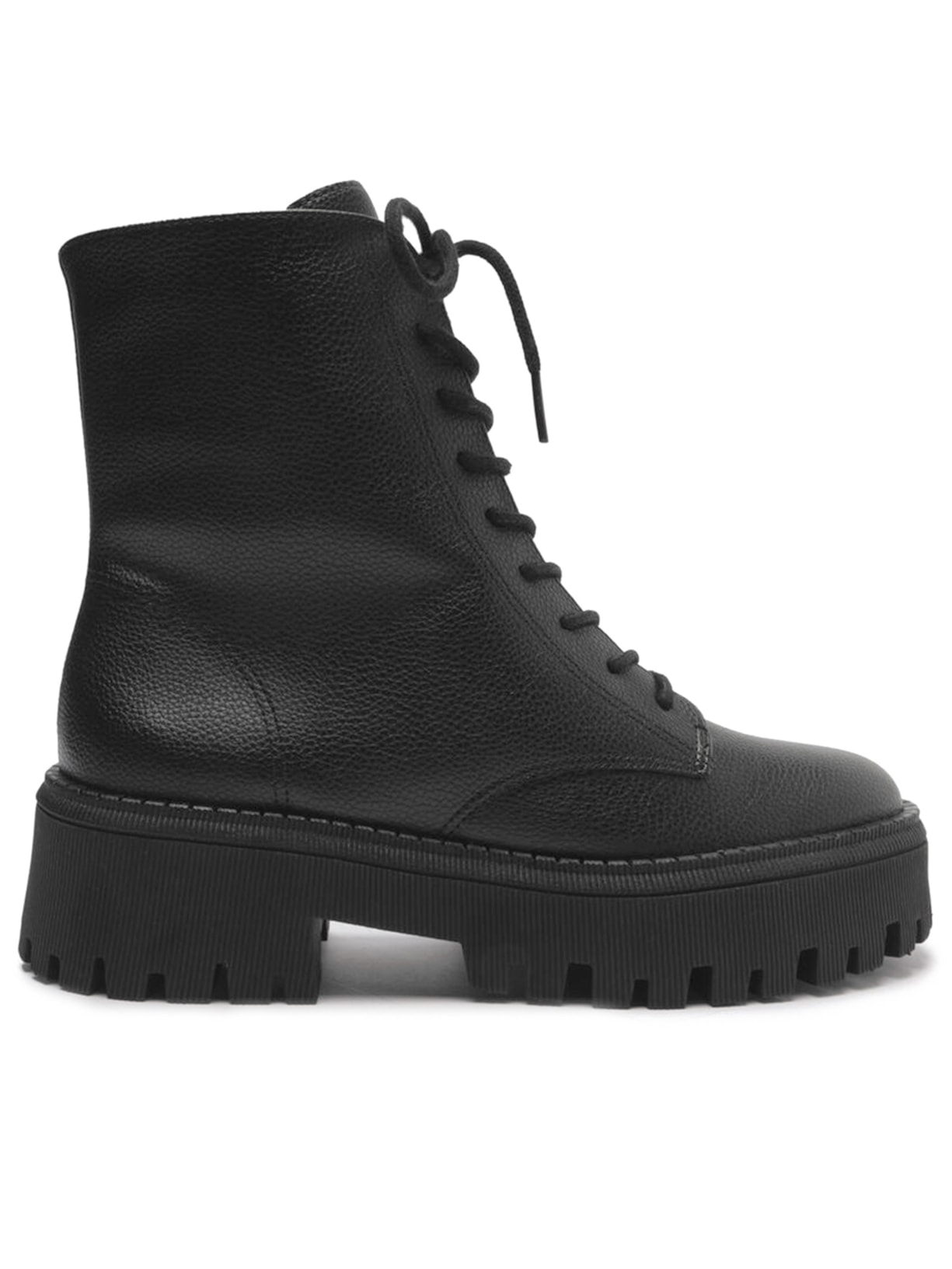 Bota Feminina Coturno Cano Médio Sola Tratorada - Preto