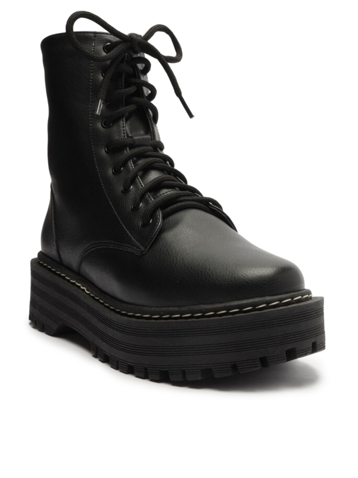 Bota Feminina Coturno Cano Médio Tratorado Preto Arezzo