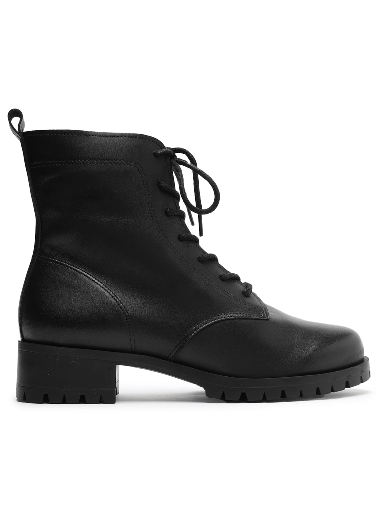 Bota Feminina Coturno Couro Tratorado Básico Preto Arezzo