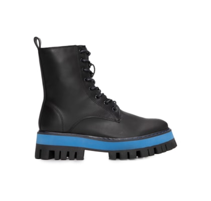 Bota Feminina Coturno Folha Básico - Preto