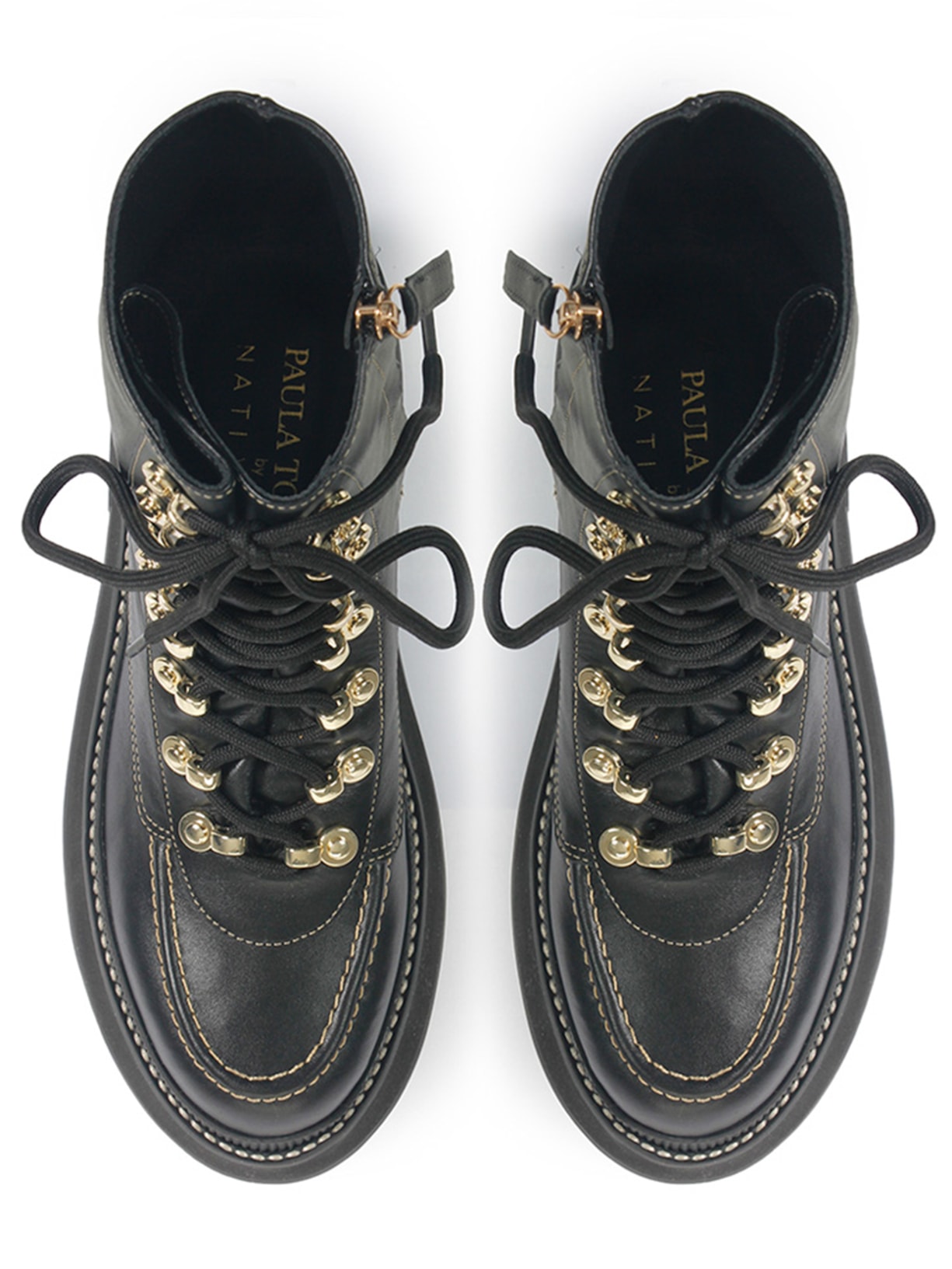 Bota Feminina Coturno Isla + Nati Vozza Preto Paula Torres + Nati Vozza