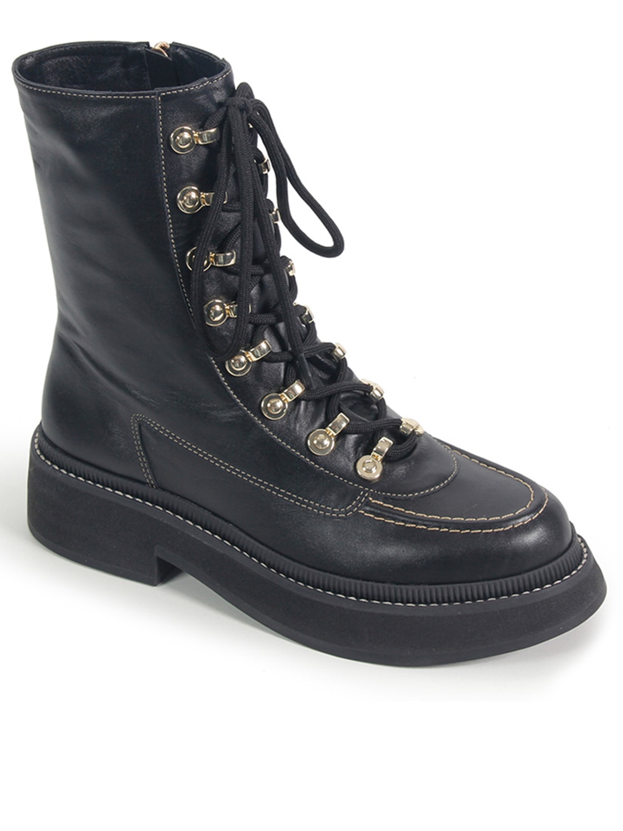 Bota Feminina Coturno Isla + Nati Vozza Preto Paula Torres + Nati Vozza