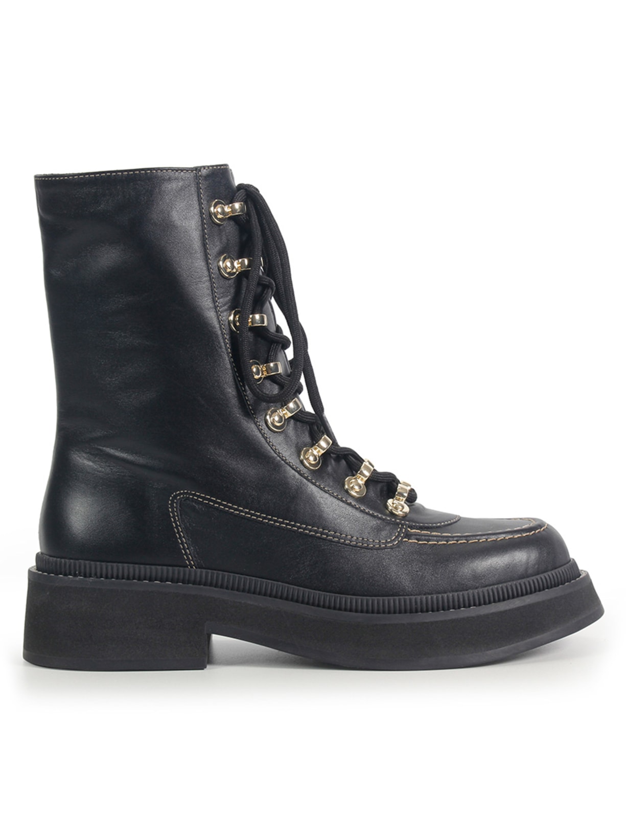 Bota Feminina Coturno Isla + Nati Vozza Preto Paula Torres + Nati Vozza