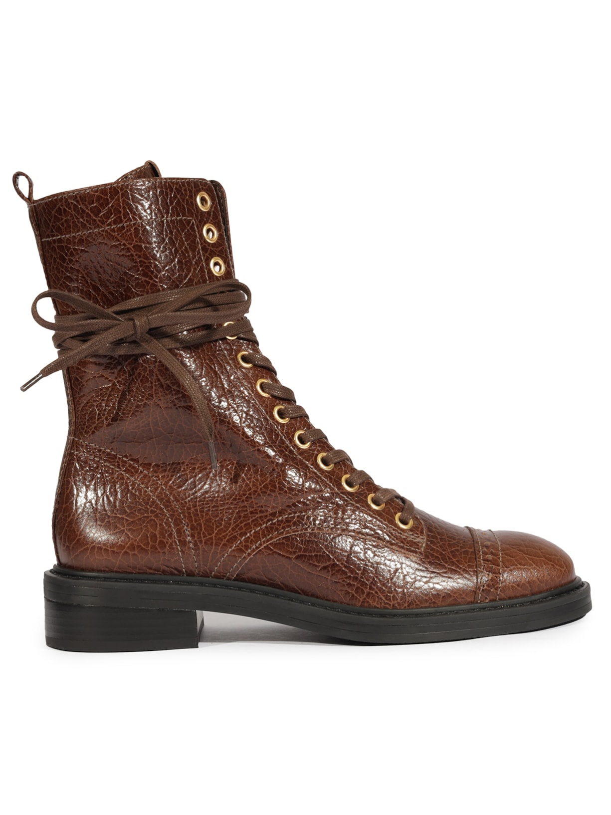 Bota Feminina Coturno Kelly Couro - Marrom