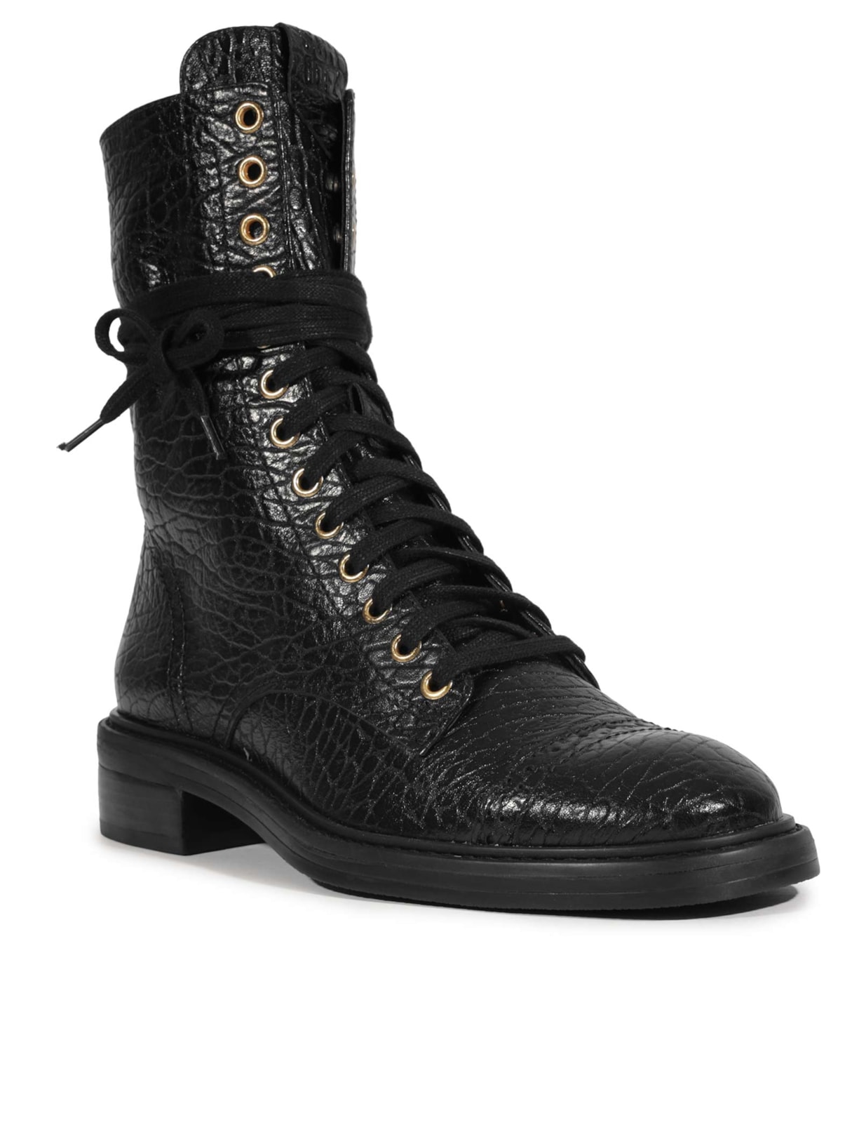 Schutz Bota Feminina Coturno Kelly Couro Preto