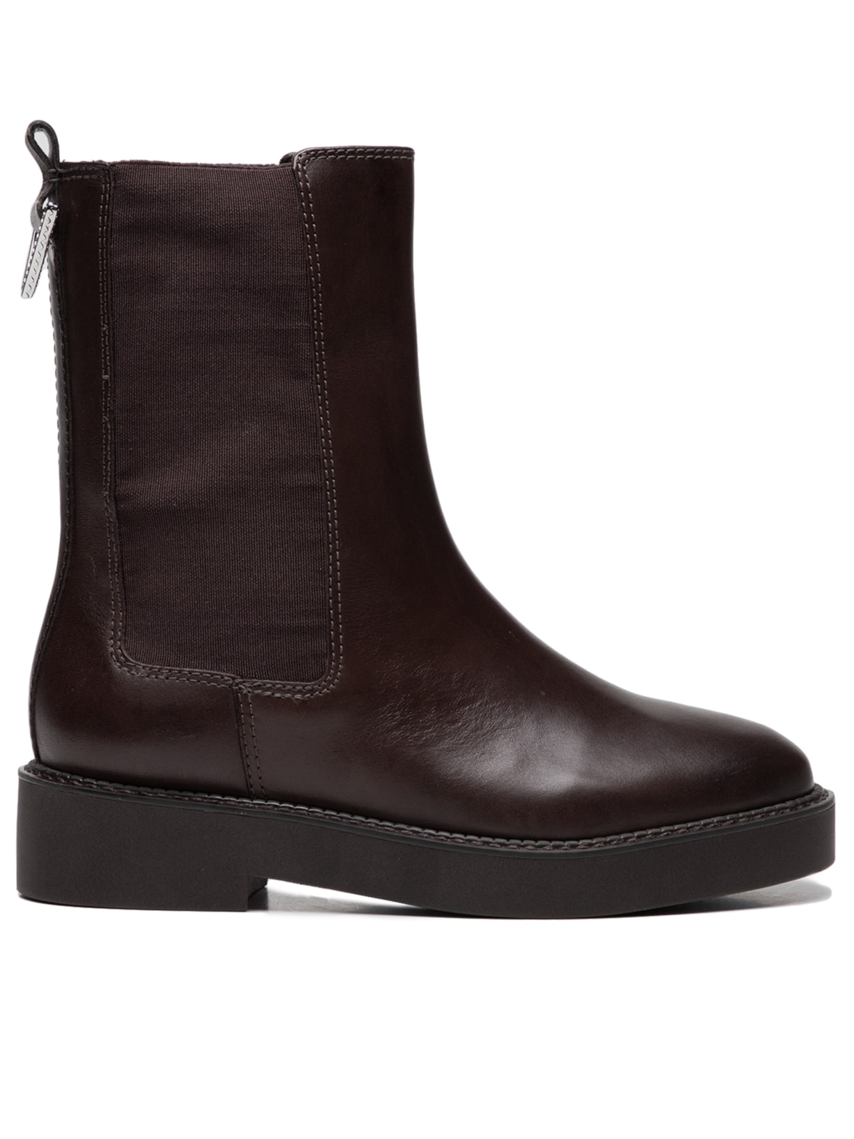 Bota Feminina Coturno Salto Baixo Cano Médio - Marrom