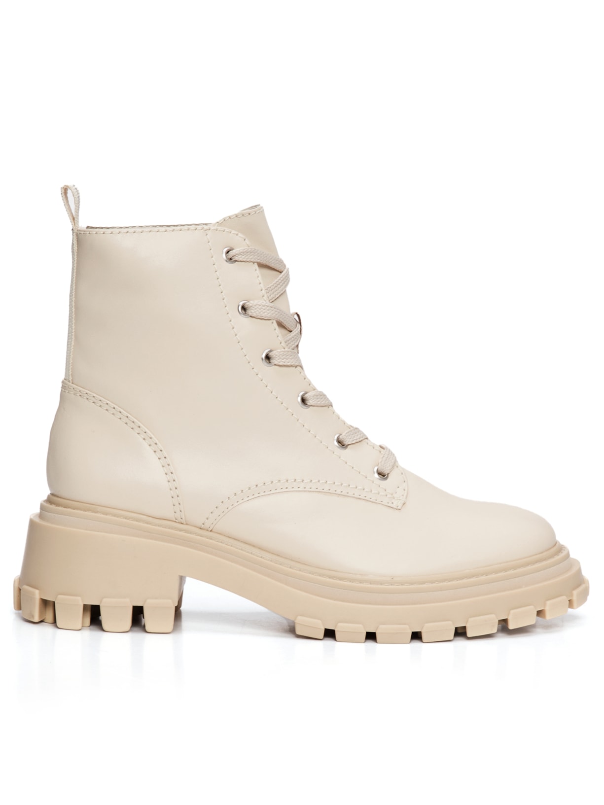 Bota Feminina Coturno Salto Tratorado - Off White
