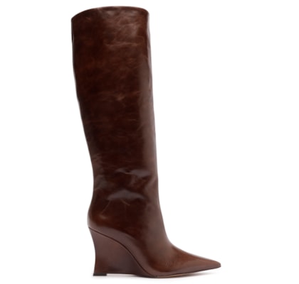 Bota Feminina Couro Cano Alto - Marrom