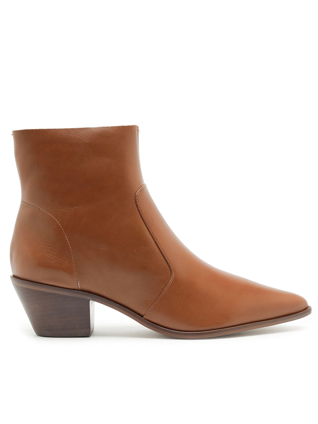 Bota Feminina Couro Cano Curto Bico Fino - Marrom