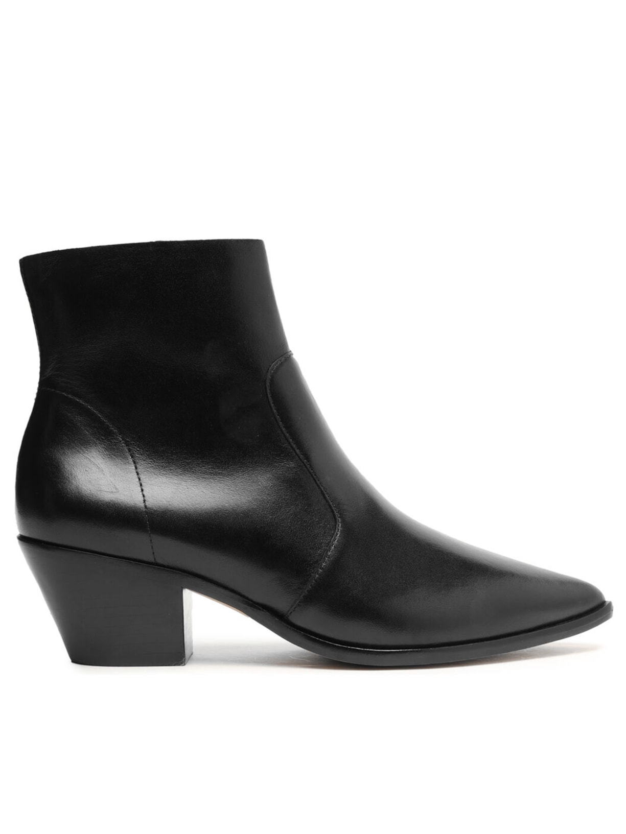 Bota Feminina Couro Cano Curto Bico Fino - Preto