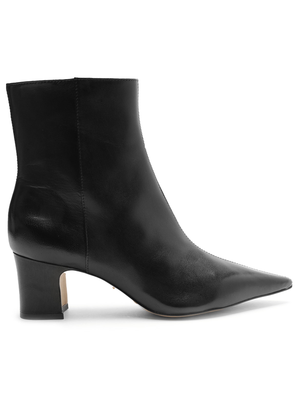 Bota Feminina Couro Cano Curto Bico Fino - Preto