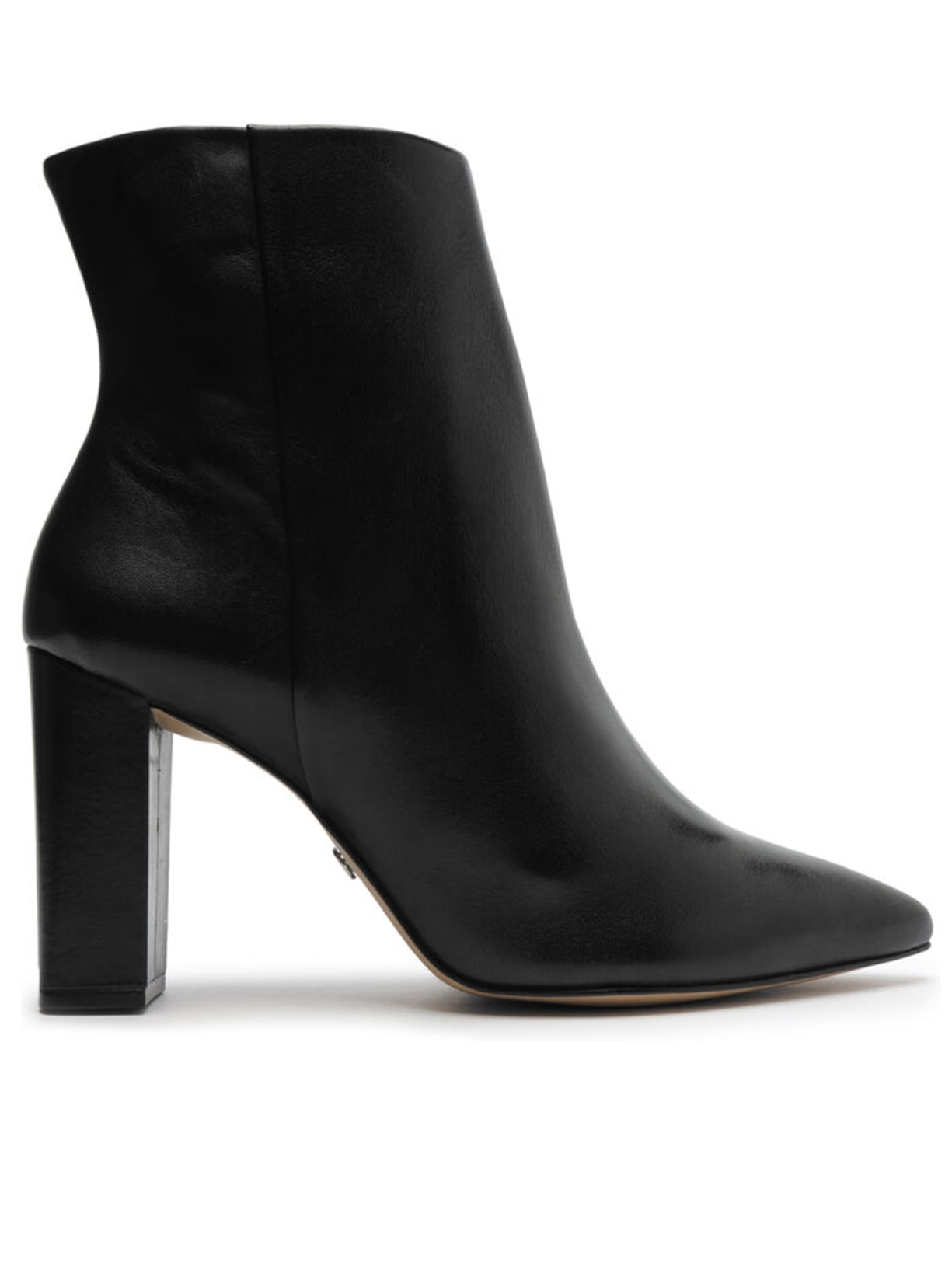 Bota Feminina Couro Cano Curto Bloco Bico Fino - Preto