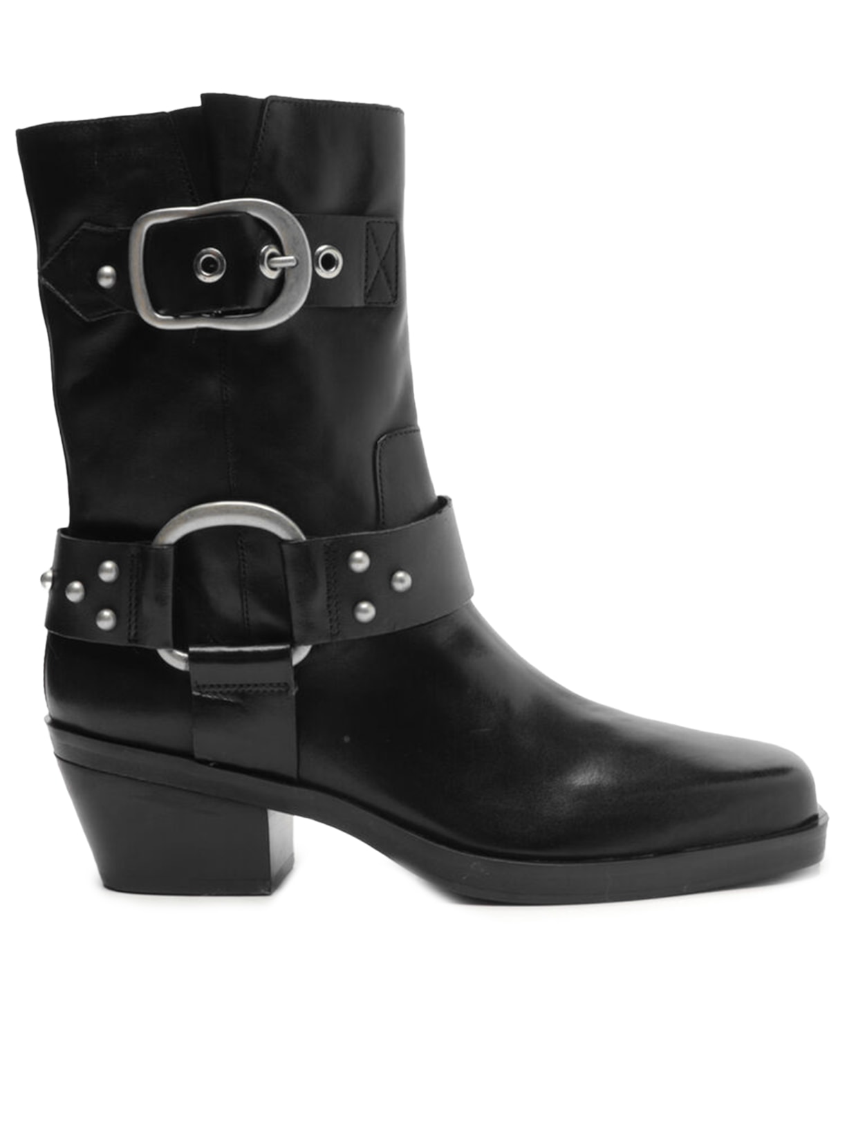 Bota Feminina Couro Cano Curto Montaria West - Preto