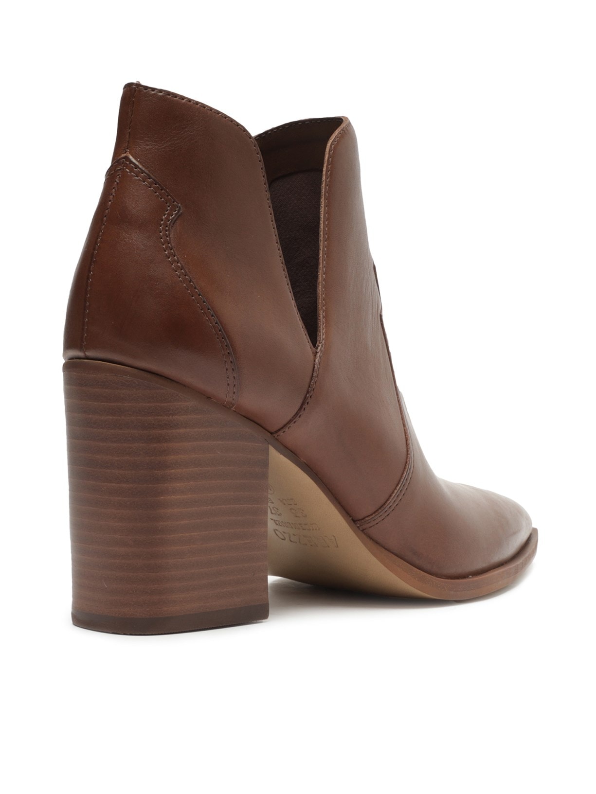 Bota Feminina Couro Cano Curto Recorte Marrom Arezzo