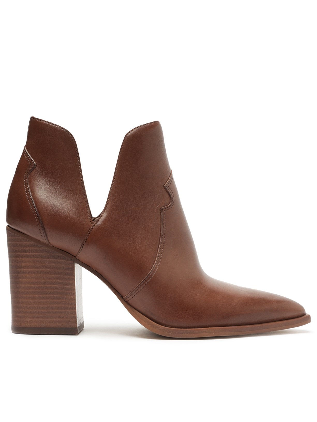 Bota Feminina Couro Cano Curto Recorte - Marrom