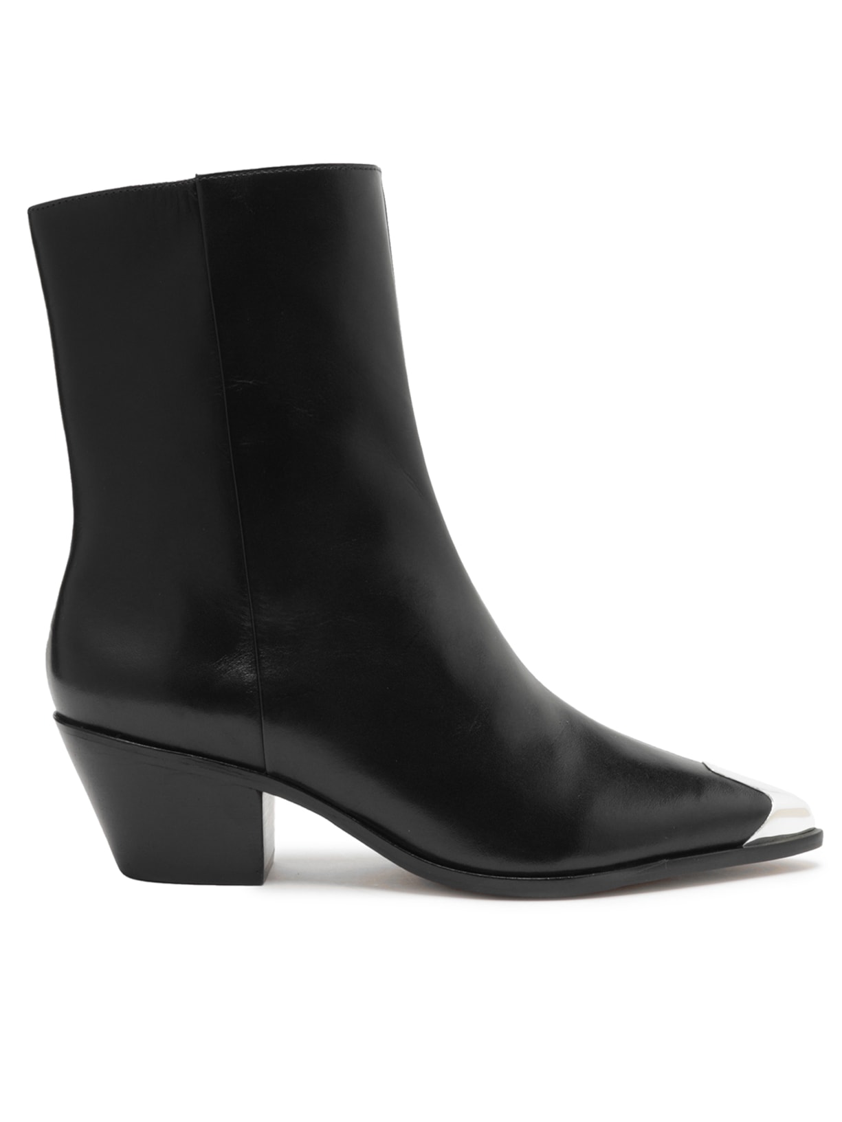 Bota Feminina Couro Cano Curto West Cap Toe Metal - Preto