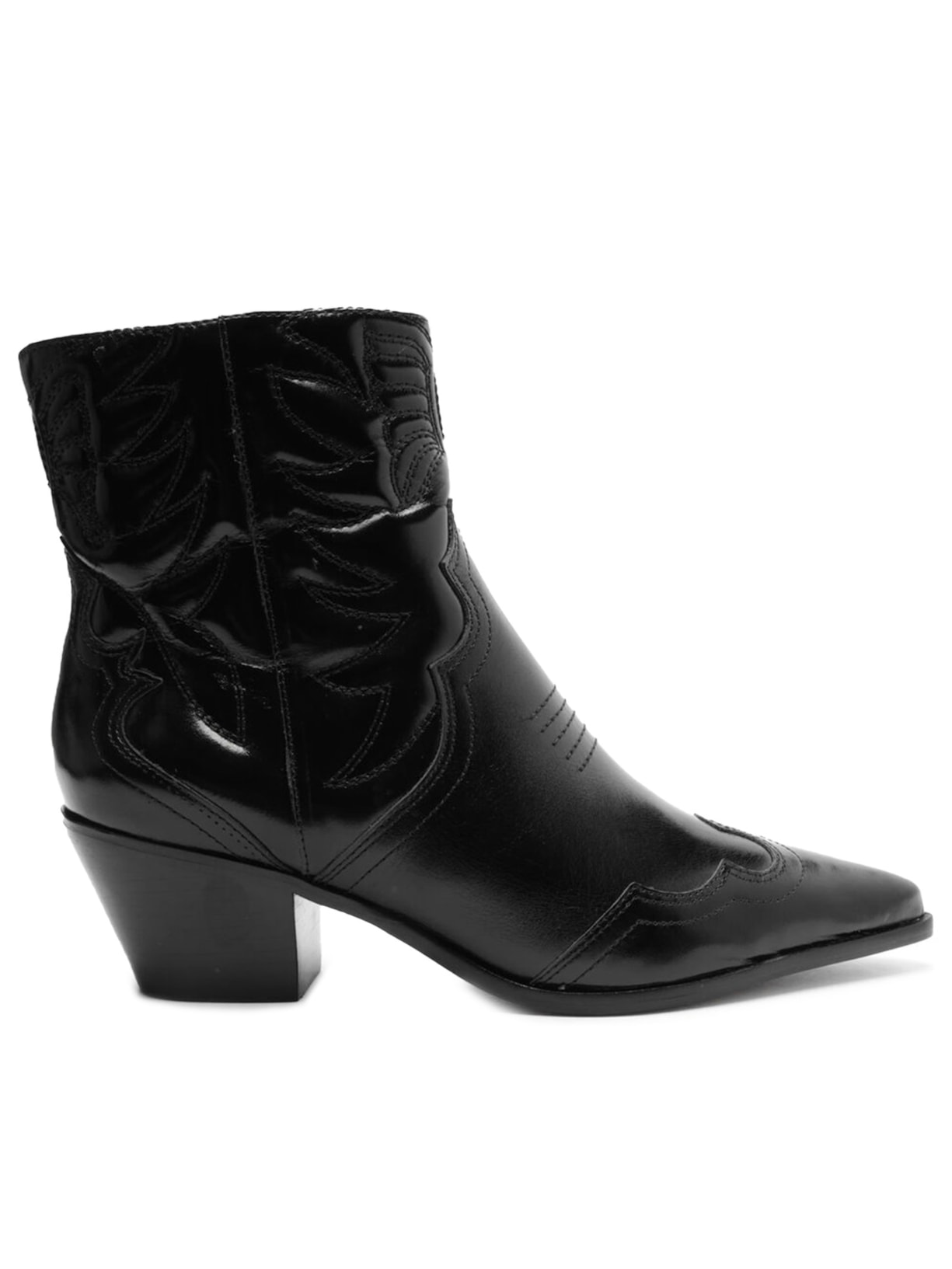 Bota Feminina Couro Cano Curto Western - Preto