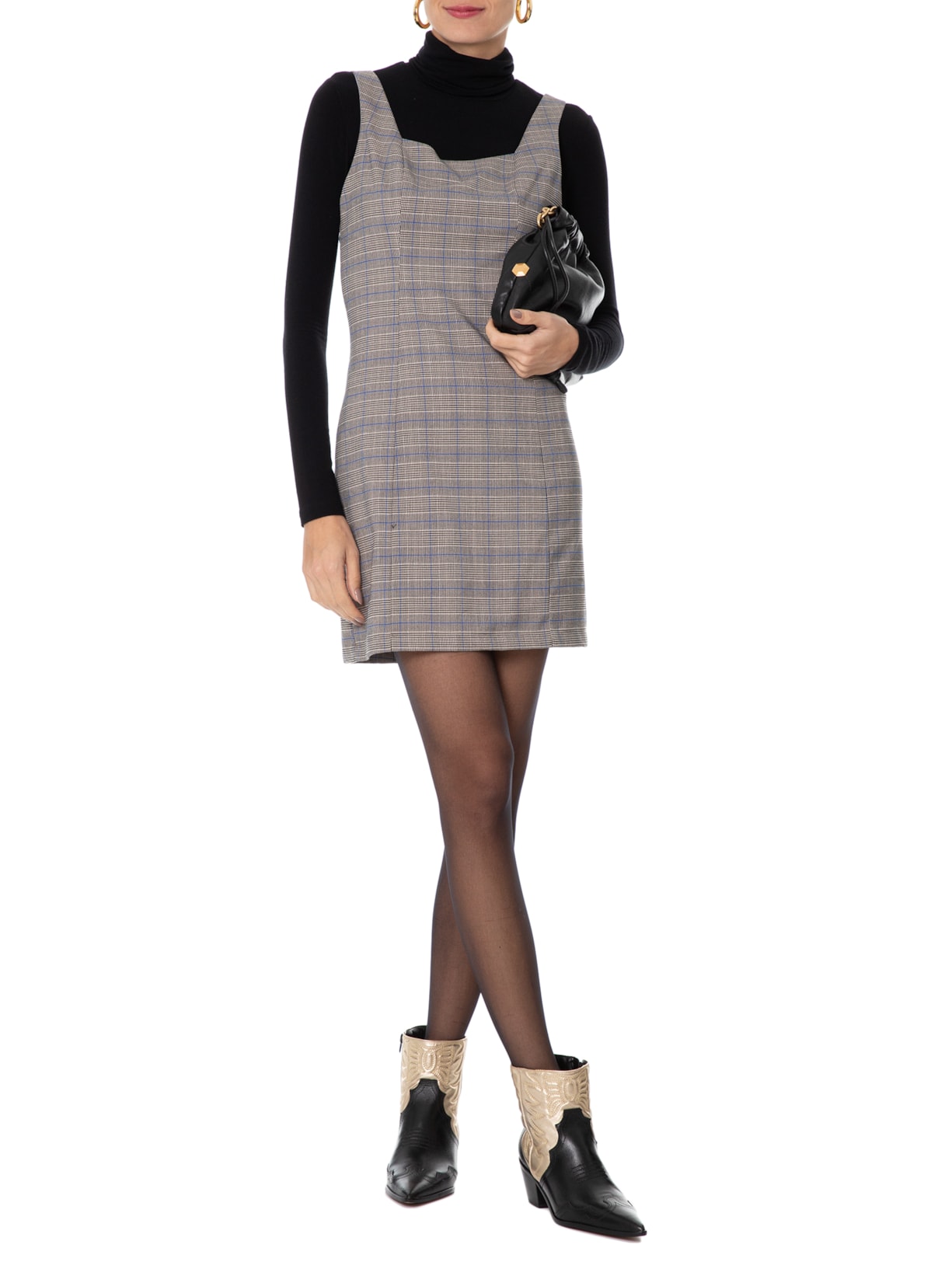 Vestido Xadrez Com Bota Cano Curto Bota Cano Curto CalÇa De Couro