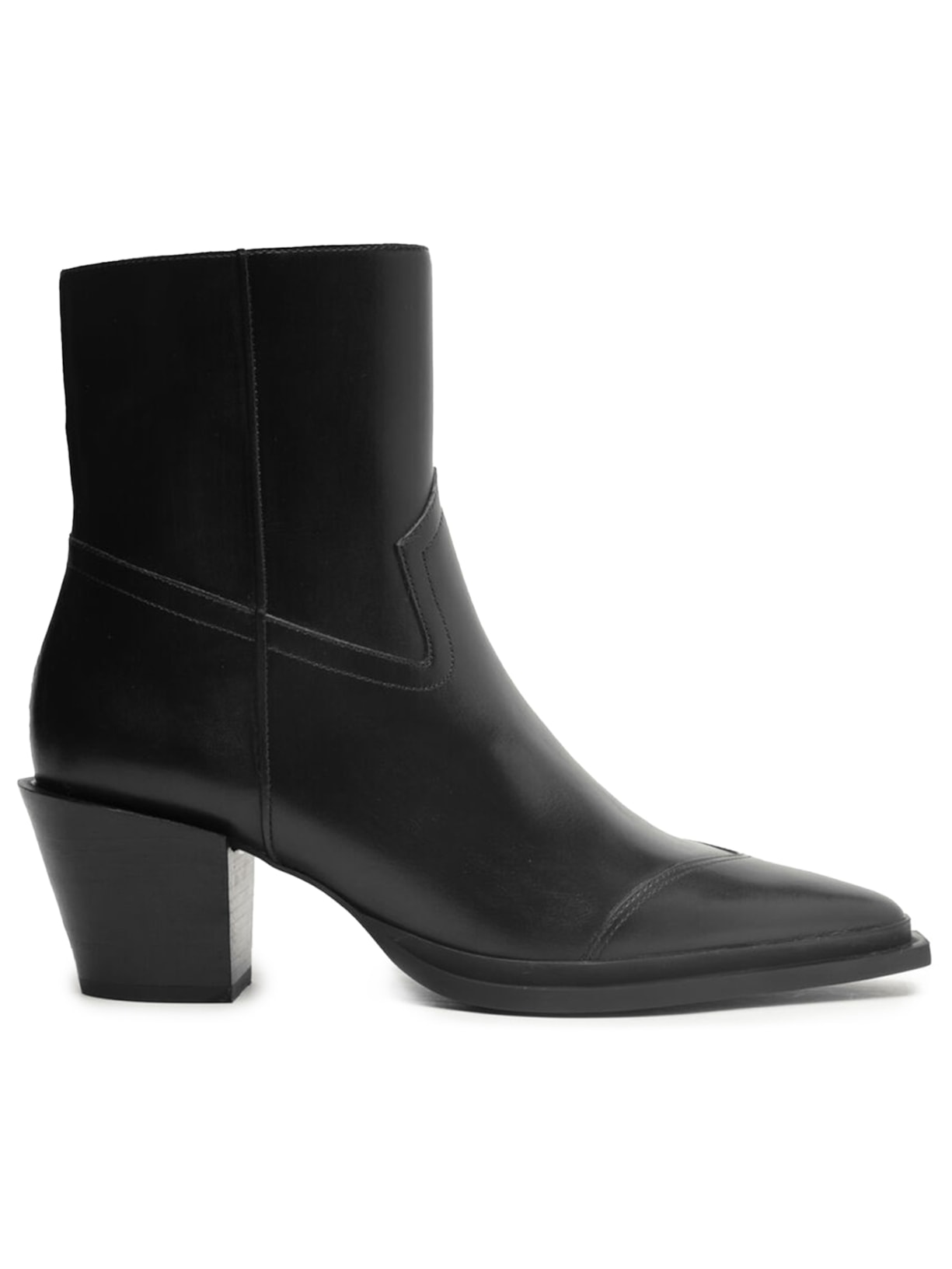 Bota Feminina Couro Cano Curto Western - Preto