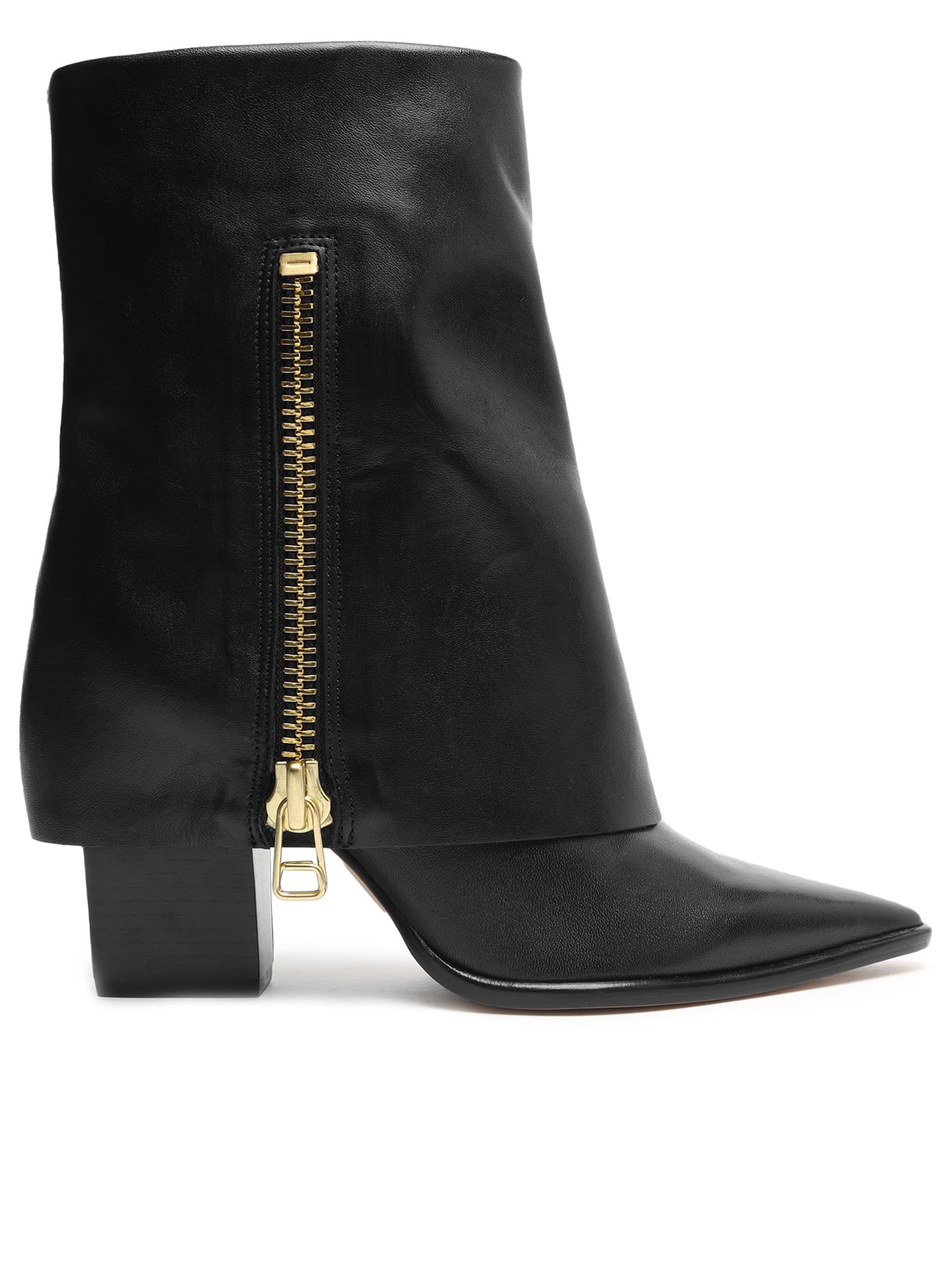 Bota Feminina Couro Cano Médio Capa Zíper - Preto