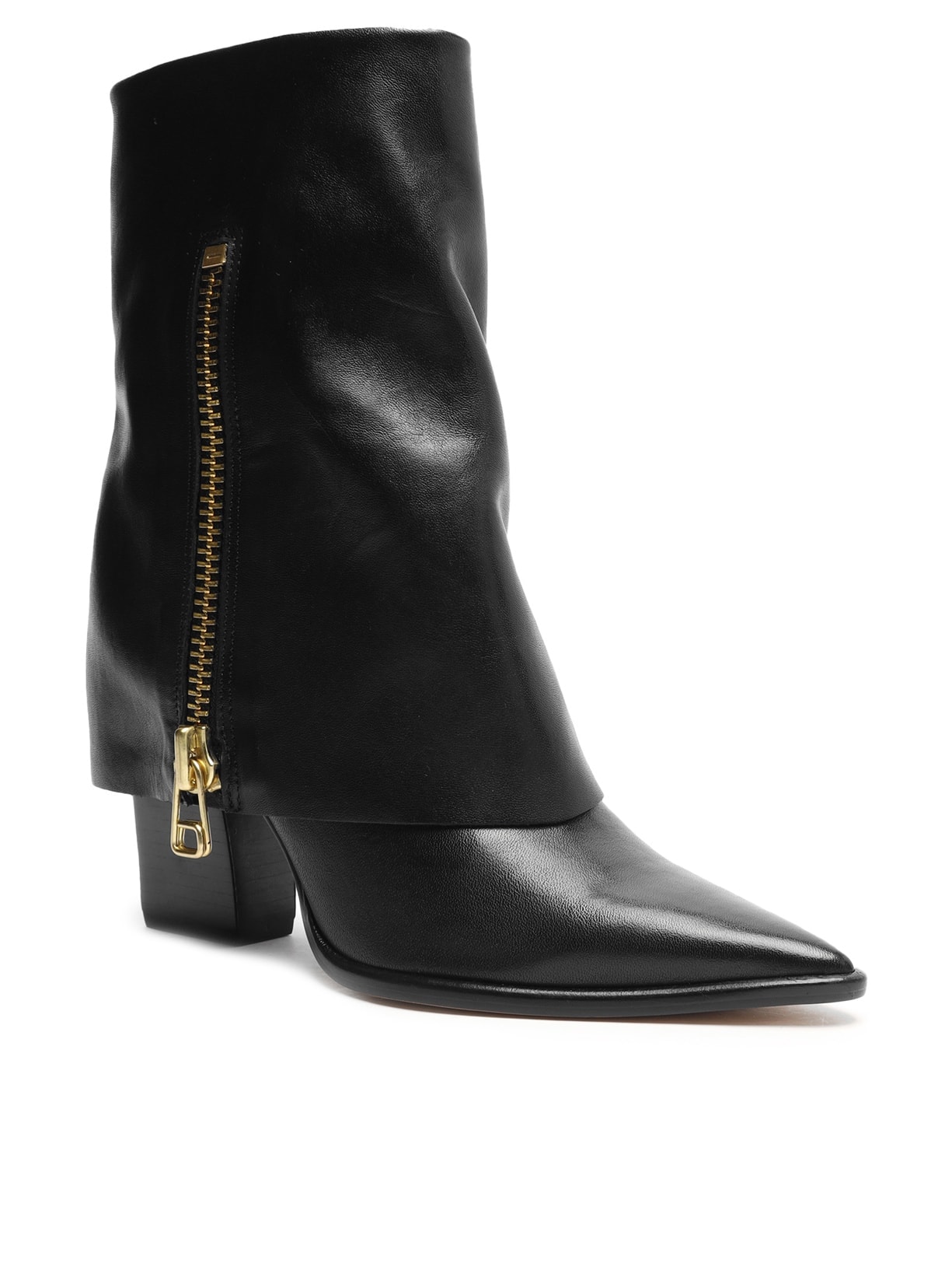 Bota Feminina Couro Cano Médio Capa Zíper Preto Arezzo