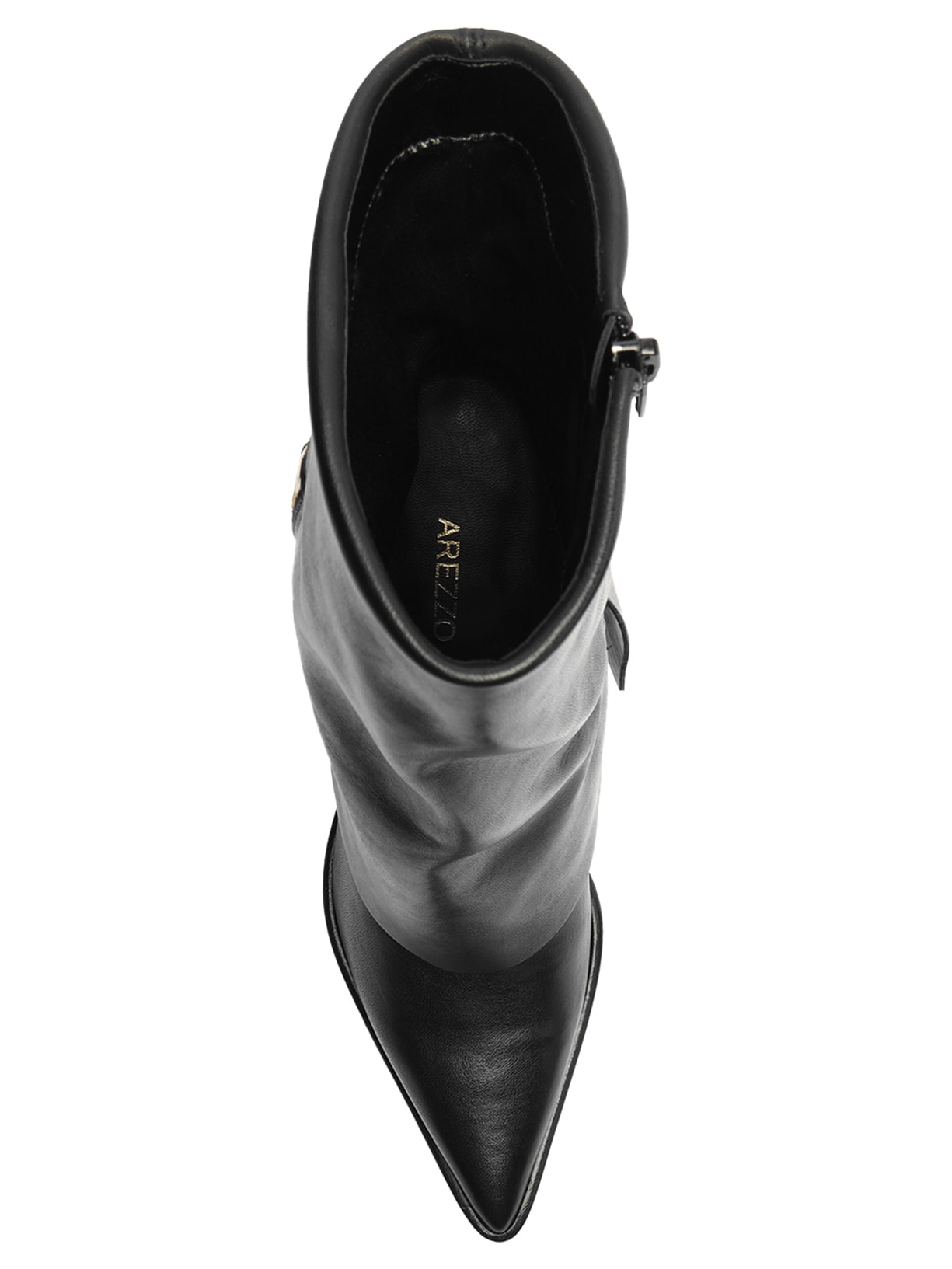 Bota Feminina Couro Cano Médio Capa Zíper Preto Arezzo