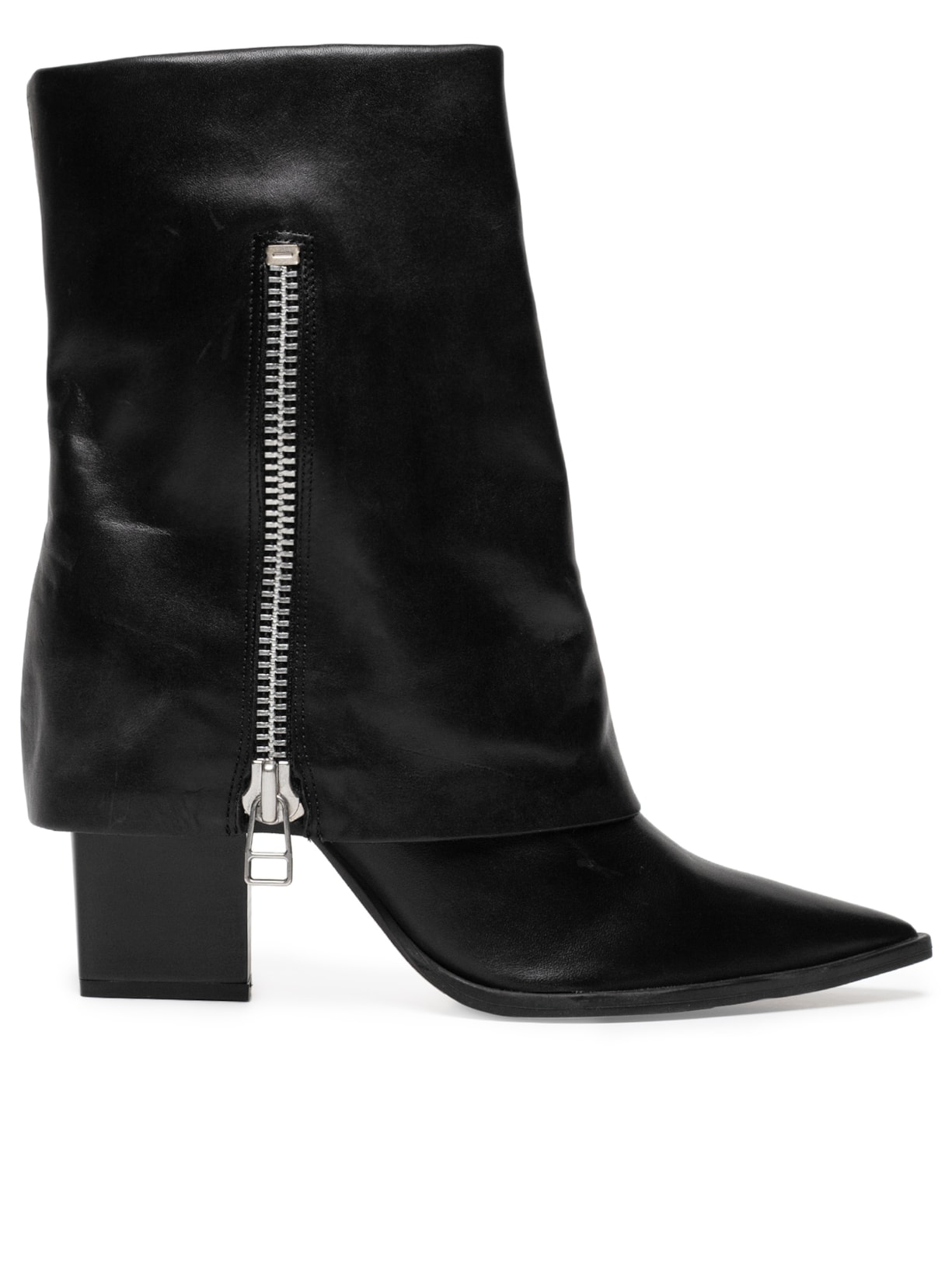 Bota Feminina Couro Cano Médio Capa Zíper - Preto