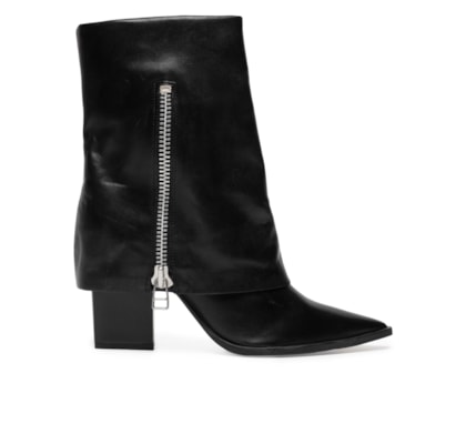 Bota Feminina Couro Cano Médio Capa Zíper - Preto