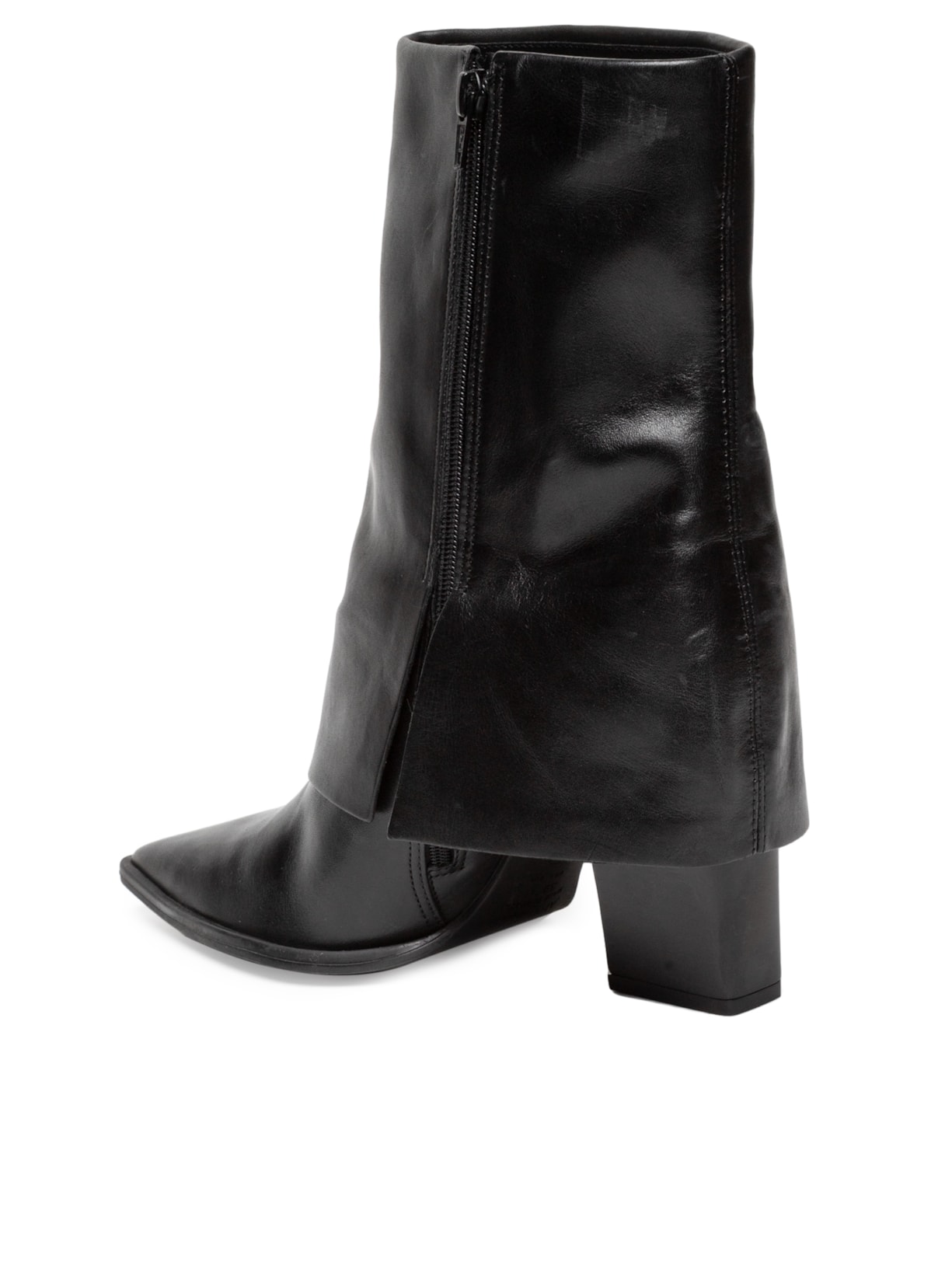 Bota Feminina Couro Cano Médio Capa Zíper Preto Arezzo