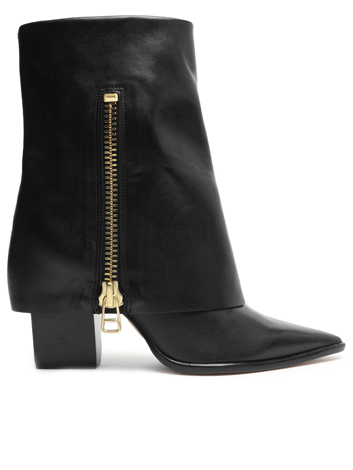 Bota Feminina Couro Cano Médio Capa Zíper - Preto